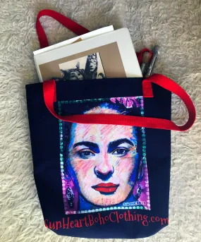 Sunheart My Painting of Frida Kahlo! Goddess Artist Tote Book Grocery Bag