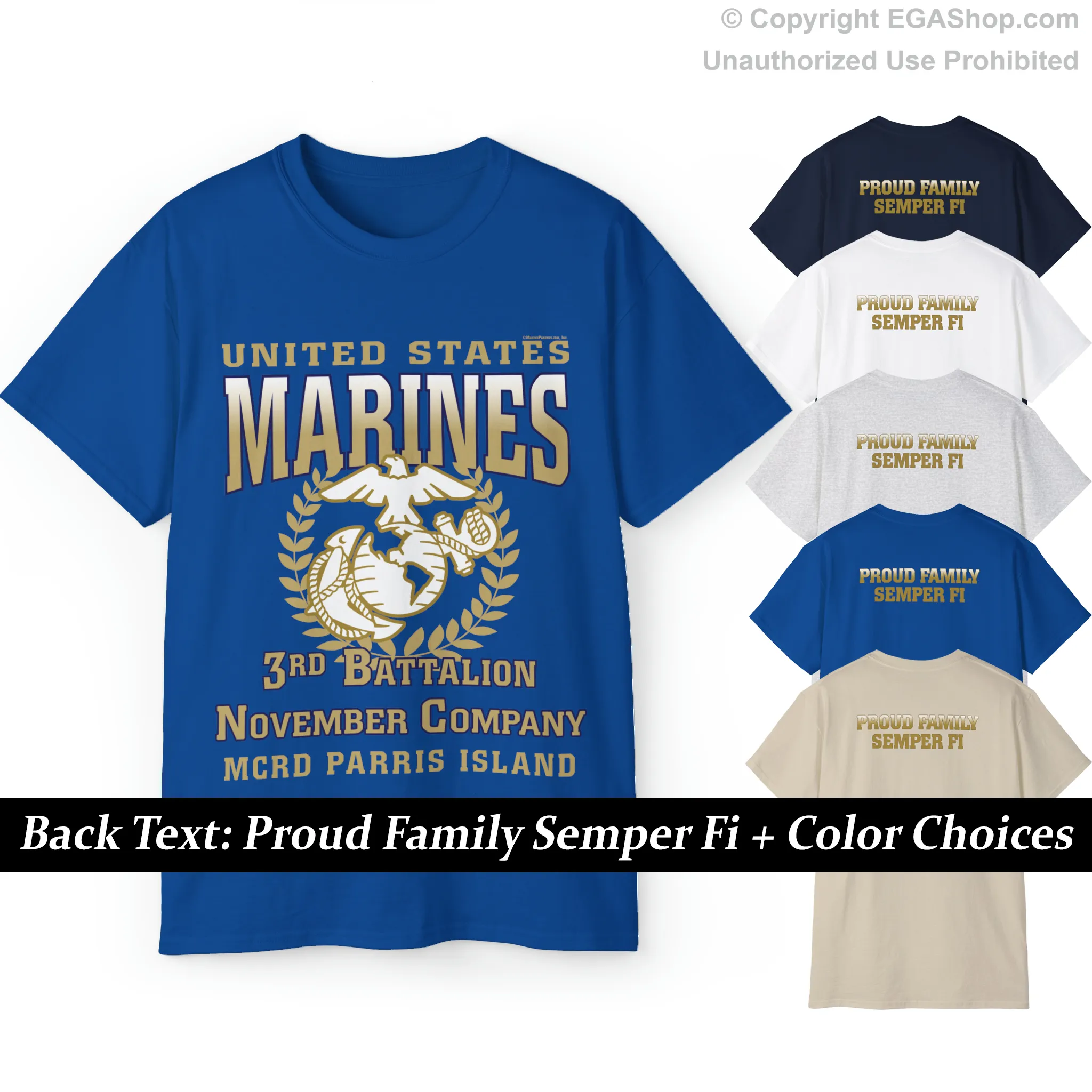 T-Shirt: November Co. MCRD Parris Island (EGA   Back Proud Family)