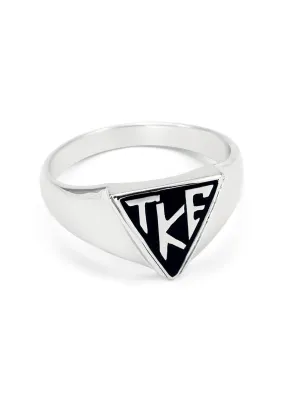 Tau Kappa Epsilon Sterling Silver House Plate Ring (Black)