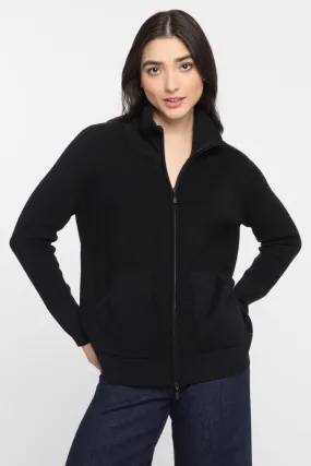 THERMAL ZIP MOCK CARDIGAN