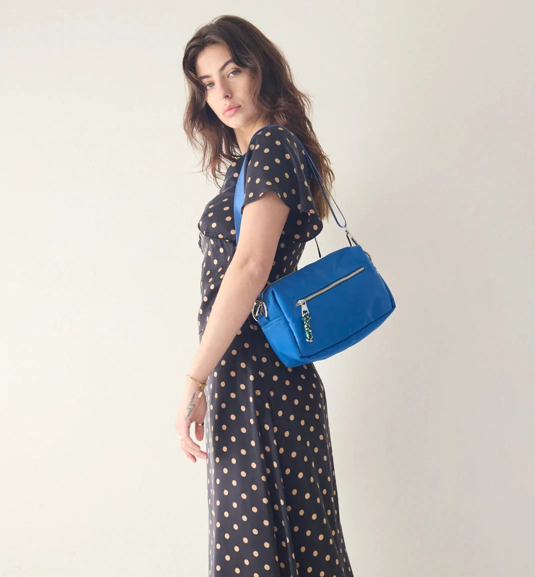 True North Nylon Clutch | Retro Blue Sporty Satin