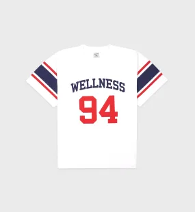 Wellness 94 Rugby Tee - White/Navy/Red