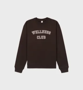 Wellness Club Flocked Crewneck - Chocolate/Cream