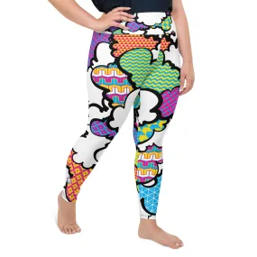 Women's CMYK Graffiti Clouds Plus Size Yoga Pants Workout Leggings For Jiu Jitsu 001