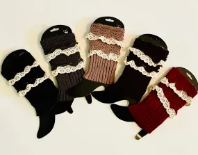 Womens Lace Trim Leg Warmers | Short Sweater Boot Cuff