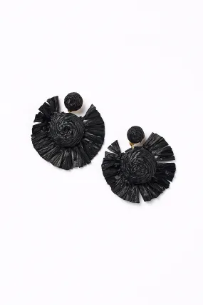 Woven Fringe Earrings in Black